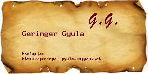 Geringer Gyula névjegykártya
